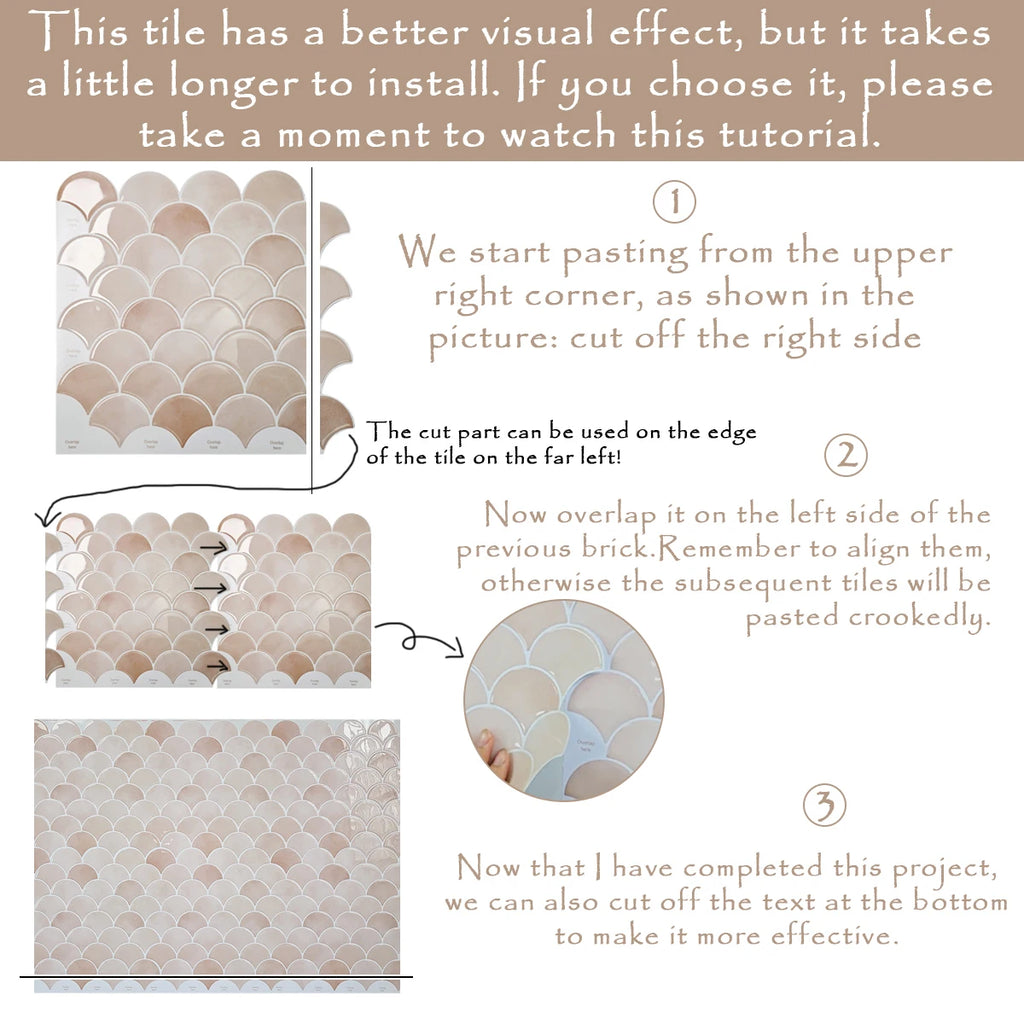 10/30 PC 3D Mermaid Scale Self-Adhesive Wall Sticker Kitchen Backsplash Waterproof Peel and Stick for Kitchen and Bathroom Walls