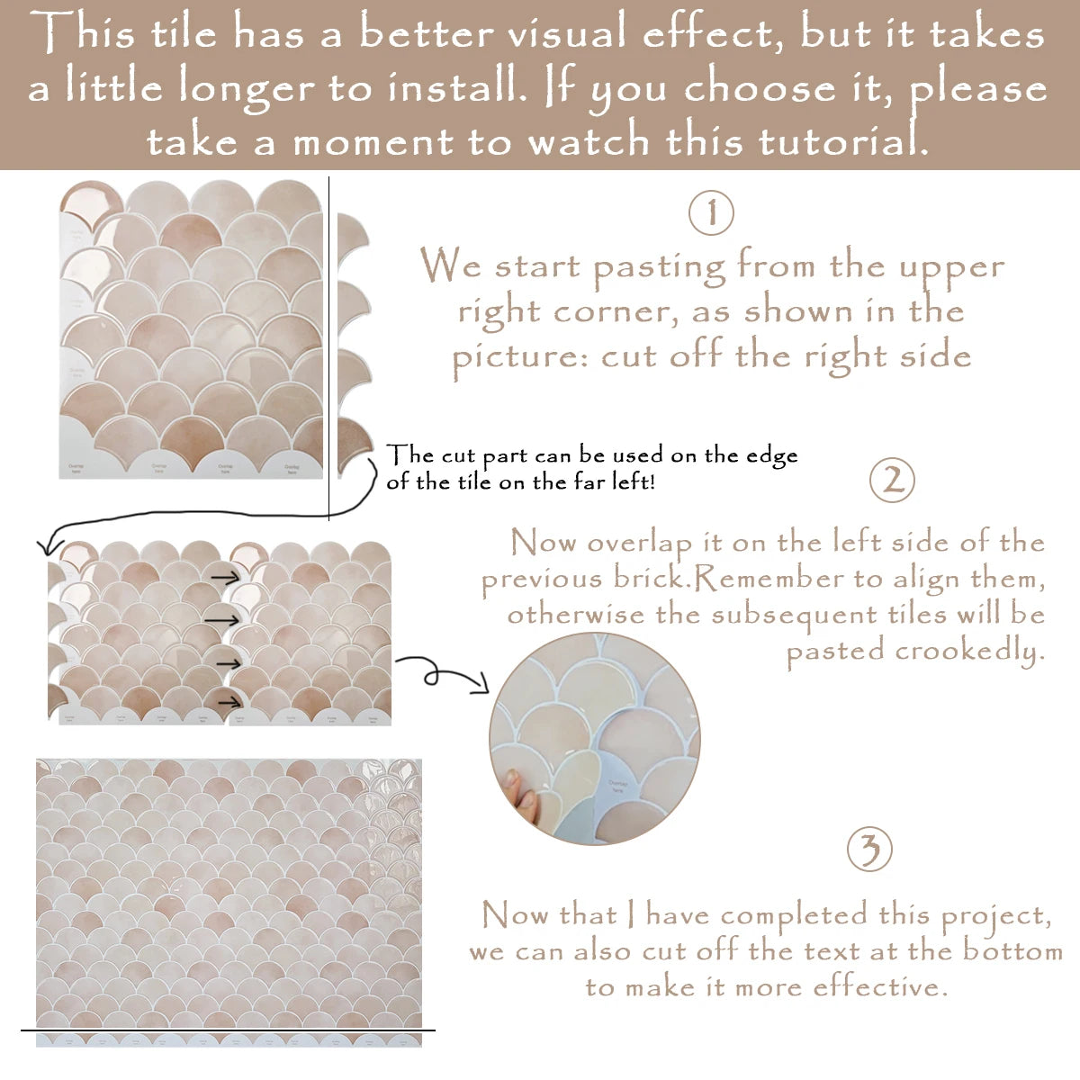 10/30 PC 3D Mermaid Scale Self-Adhesive Wall Sticker Kitchen Backsplash Waterproof Peel and Stick for Kitchen and Bathroom Walls