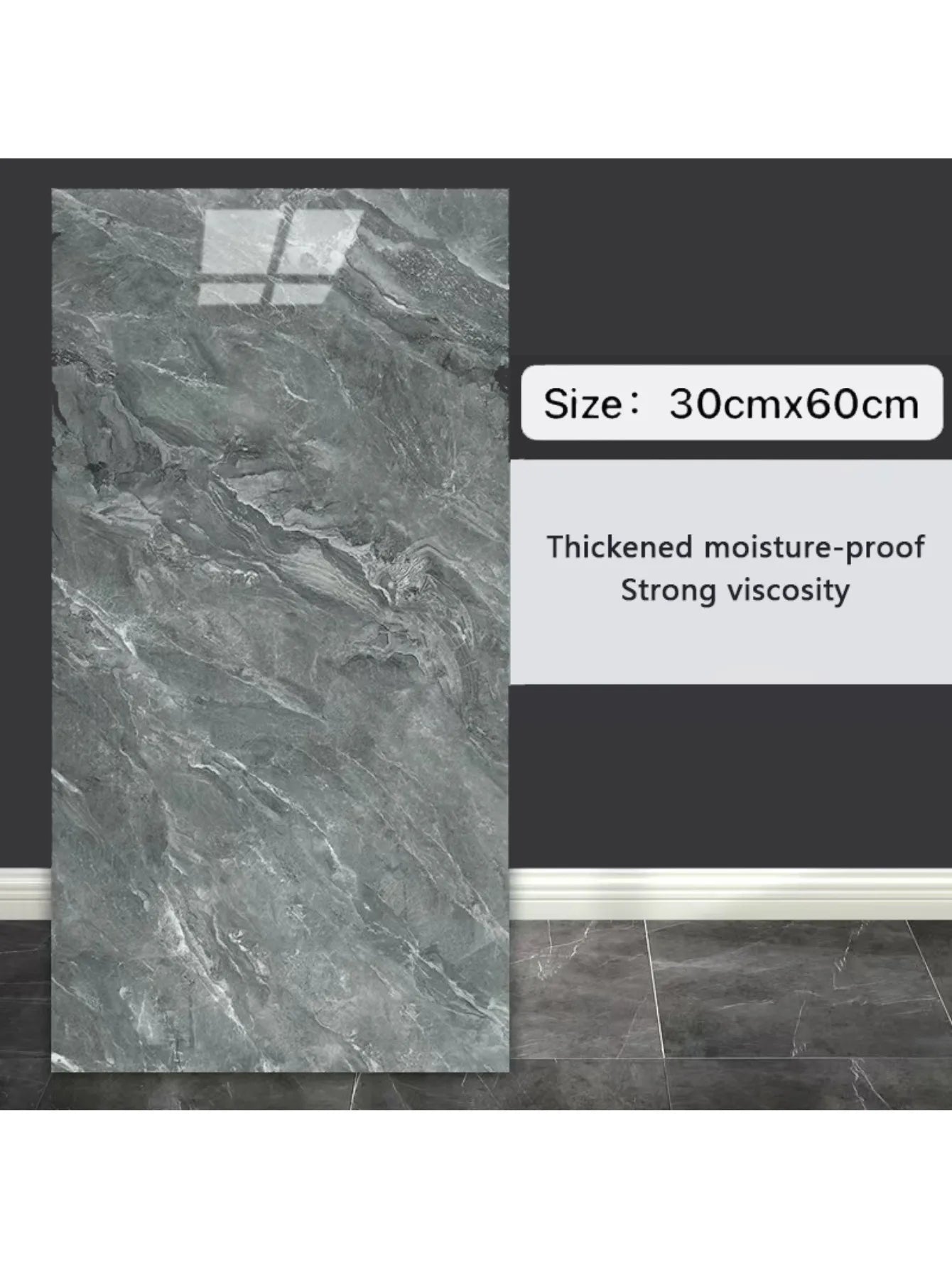 10Pcs Self-adhesive Marble Tiles Sticker Waterproof 30cmx60cm Tiles Floor Stickers PVC Tile  Kitchen Bathroom Wall Sticker