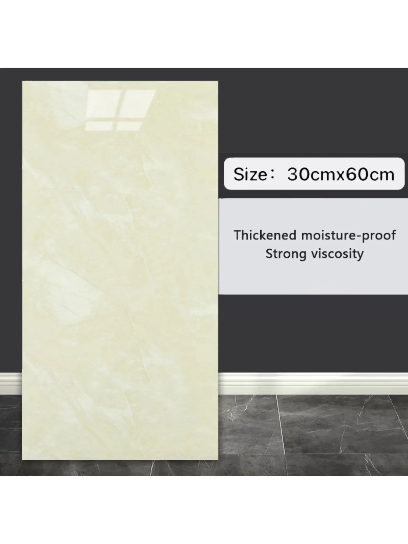 10Pcs Self-adhesive Marble Tiles Sticker Waterproof 30cmx60cm Tiles Floor Stickers PVC Tile  Kitchen Bathroom Wall Sticker