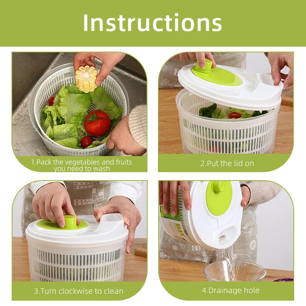 Salad Spinner Lettuce Greens Washer Dryer Drainer Crisper Strainer for Washing Drying Leafy Vegetables Kitchen Tools