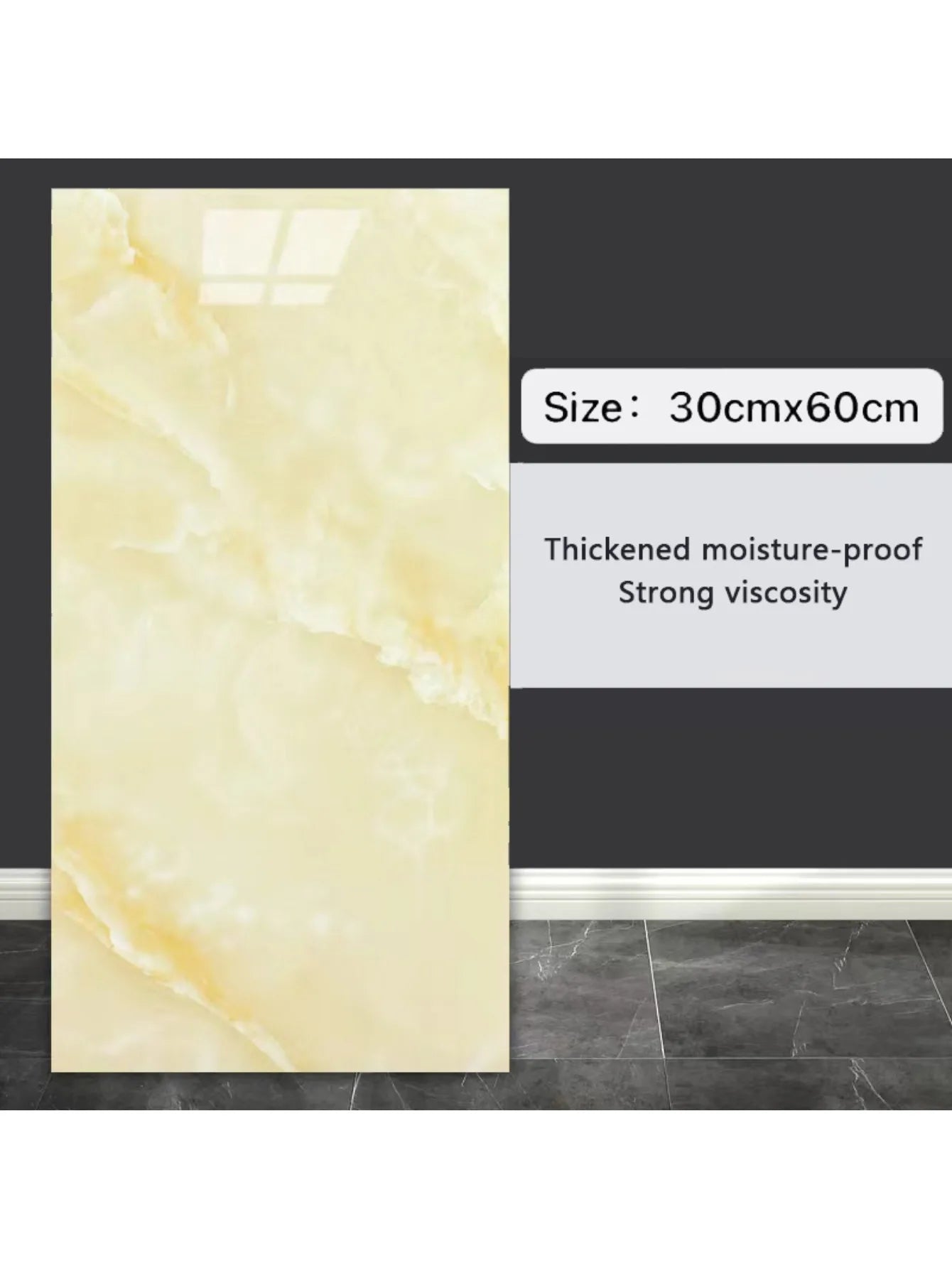 10Pcs Self-adhesive Marble Tiles Sticker Waterproof 30cmx60cm Tiles Floor Stickers PVC Tile  Kitchen Bathroom Wall Sticker