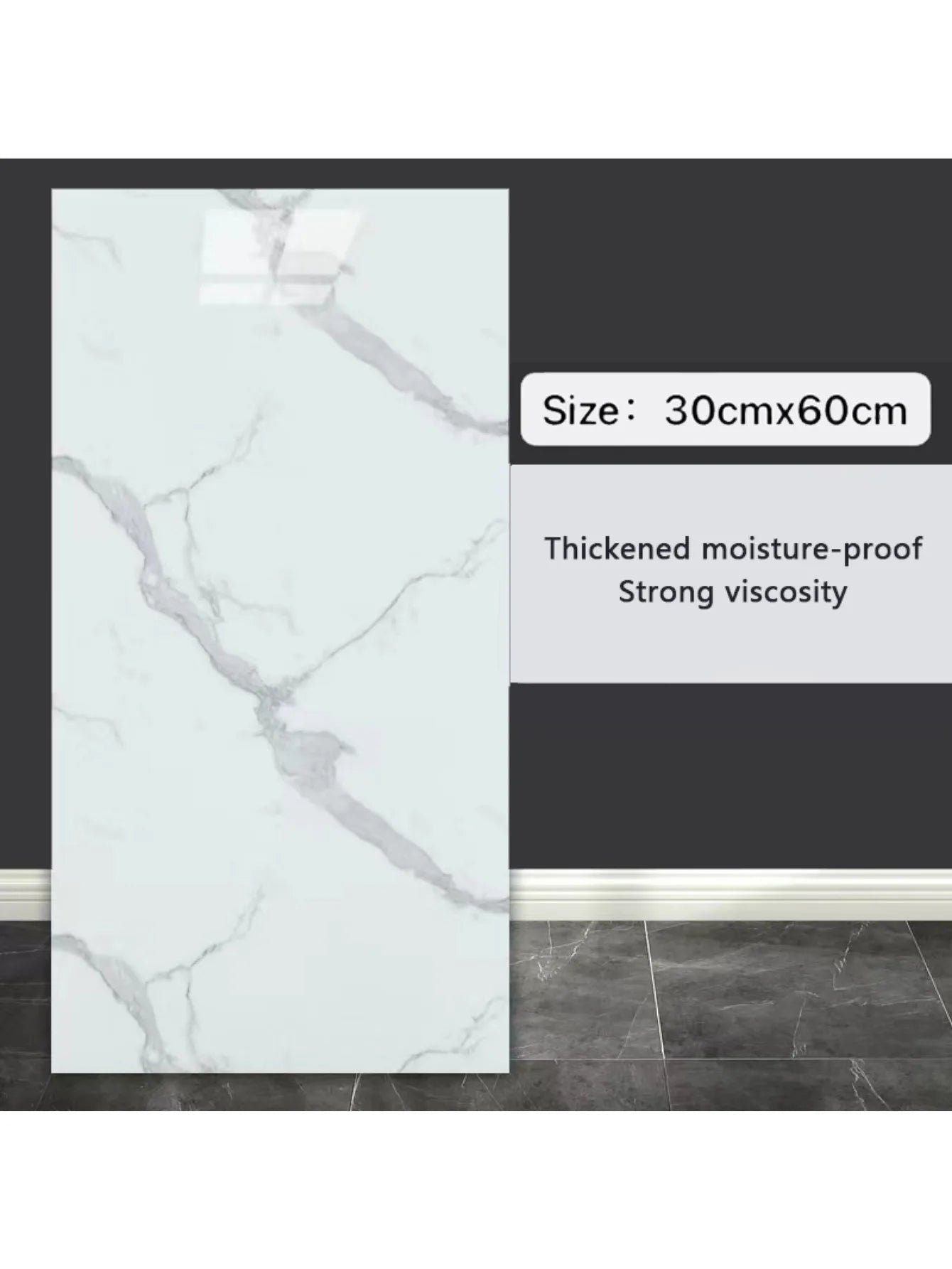 10Pcs Self-adhesive Marble Tiles Sticker Waterproof 30cmx60cm Tiles Floor Stickers PVC Tile  Kitchen Bathroom Wall Sticker