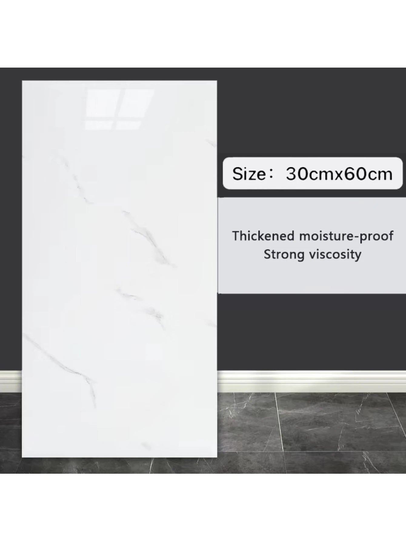 10Pcs Self-adhesive Marble Tiles Sticker Waterproof 30cmx60cm Tiles Floor Stickers PVC Tile  Kitchen Bathroom Wall Sticker