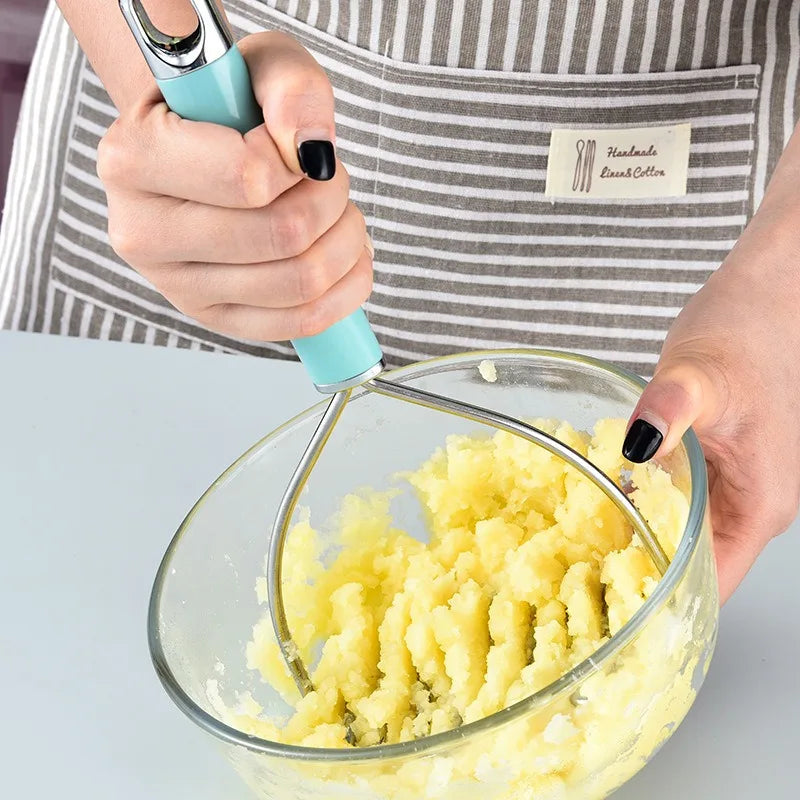1PC Stainless Steel Potato Masher Kitchen Tools Household Wavy Pumpkin Sweet Potato Mud Press Manual Complementary Food Tools