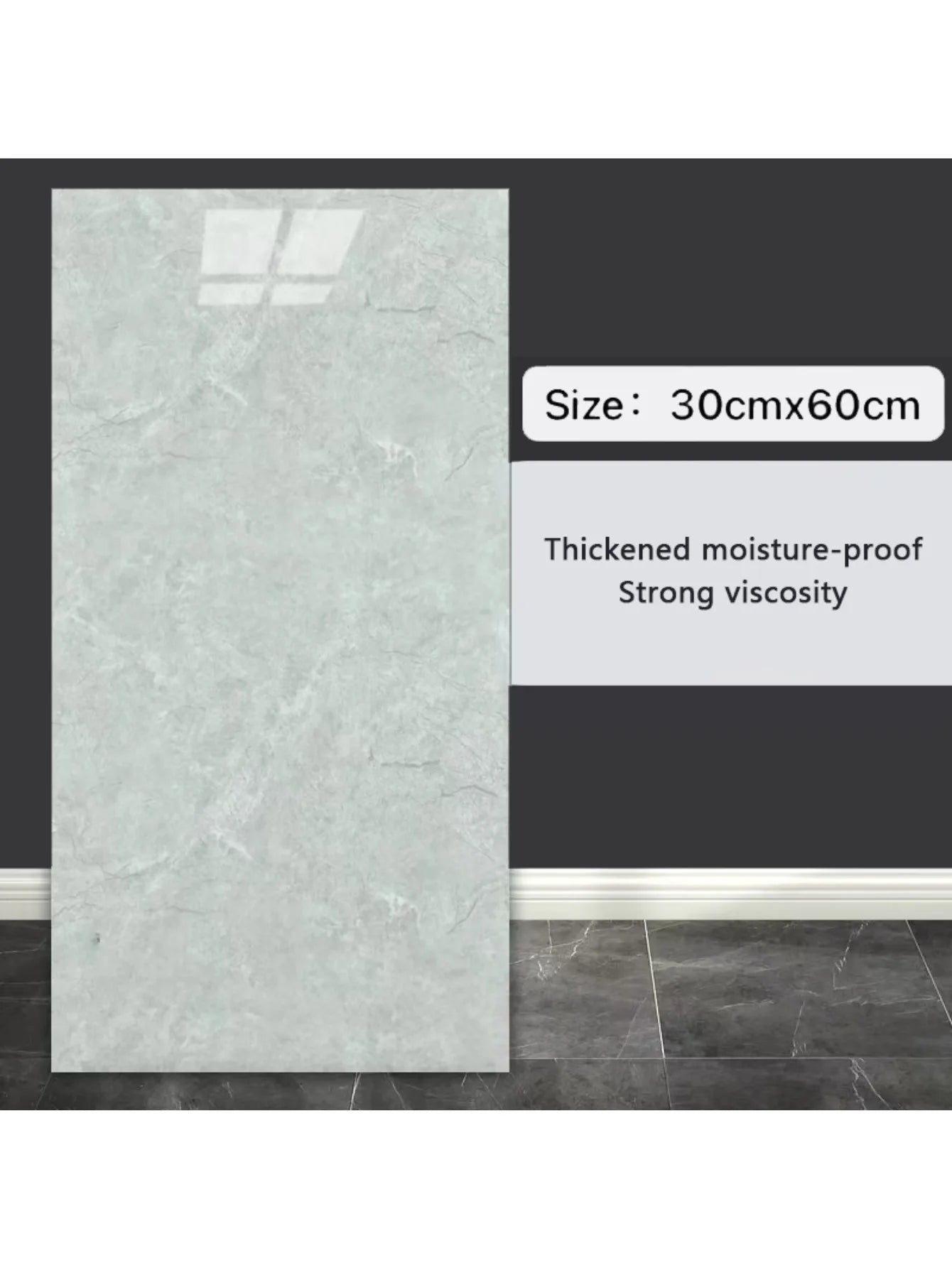 10Pcs Self-adhesive Marble Tiles Sticker Waterproof 30cmx60cm Tiles Floor Stickers PVC Tile  Kitchen Bathroom Wall Sticker