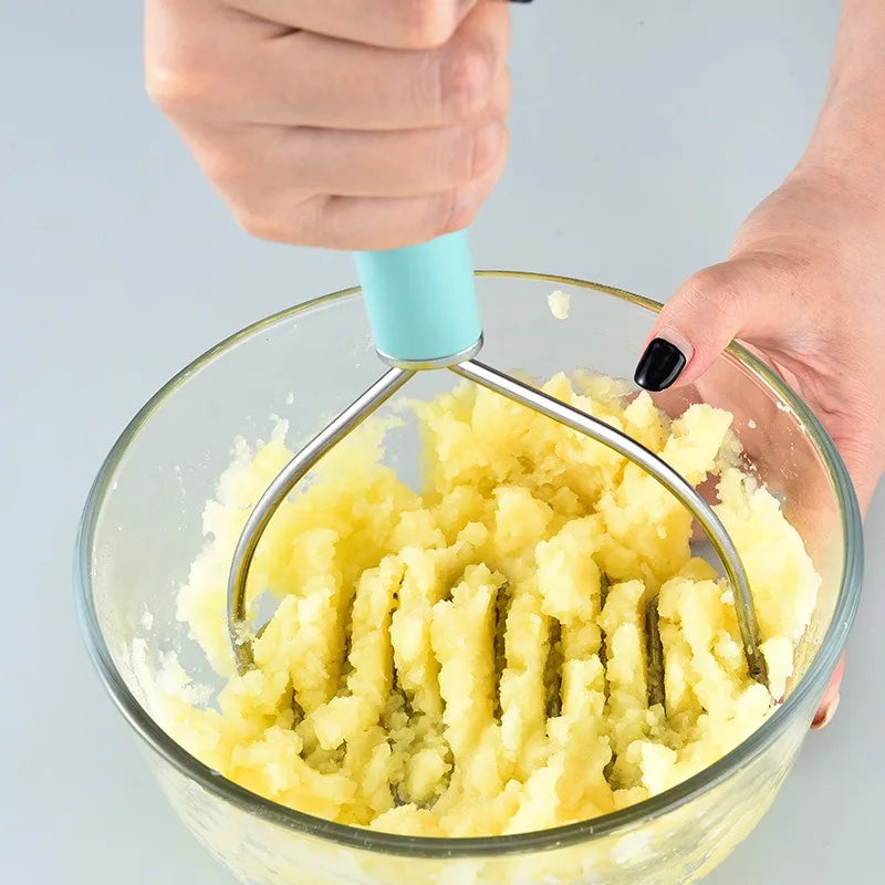 1PC Stainless Steel Potato Masher Kitchen Tools Household Wavy Pumpkin Sweet Potato Mud Press Manual Complementary Food Tools