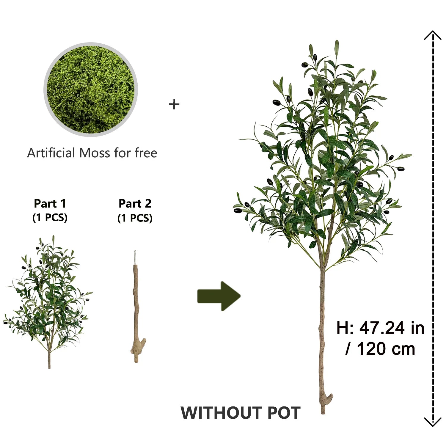 Modern Artificial Olive Tree Branch (120–180cm)