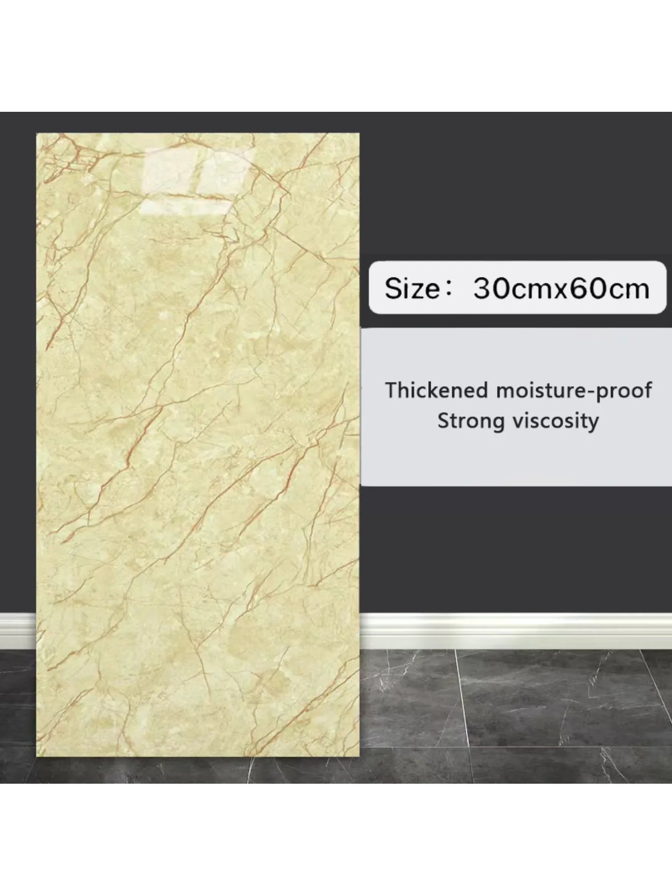 10Pcs Self-adhesive Marble Tiles Sticker Waterproof 30cmx60cm Tiles Floor Stickers PVC Tile  Kitchen Bathroom Wall Sticker