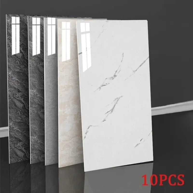 10Pcs Self-adhesive Marble Tiles Sticker Waterproof 30cmx60cm Tiles Floor Stickers PVC Tile  Kitchen Bathroom Wall Sticker