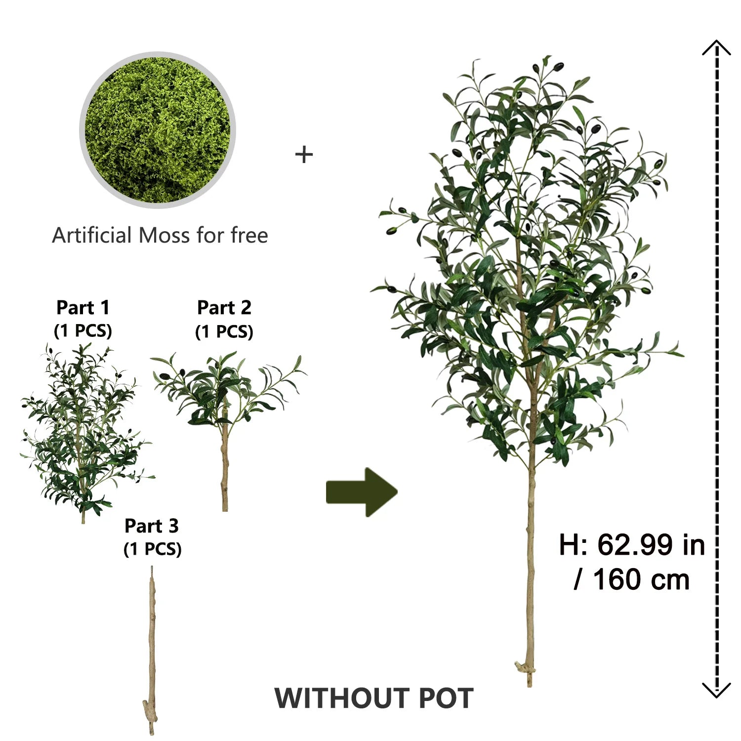 Modern Artificial Olive Tree Branch (120–180cm)